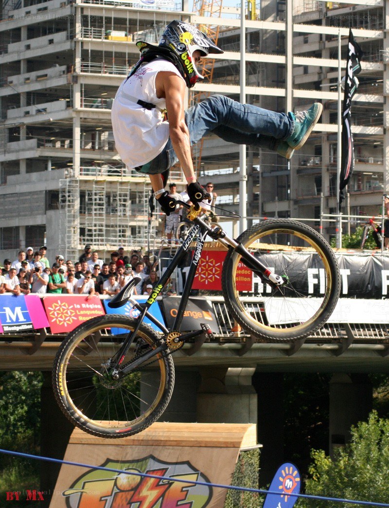 BMX rider performing stunt