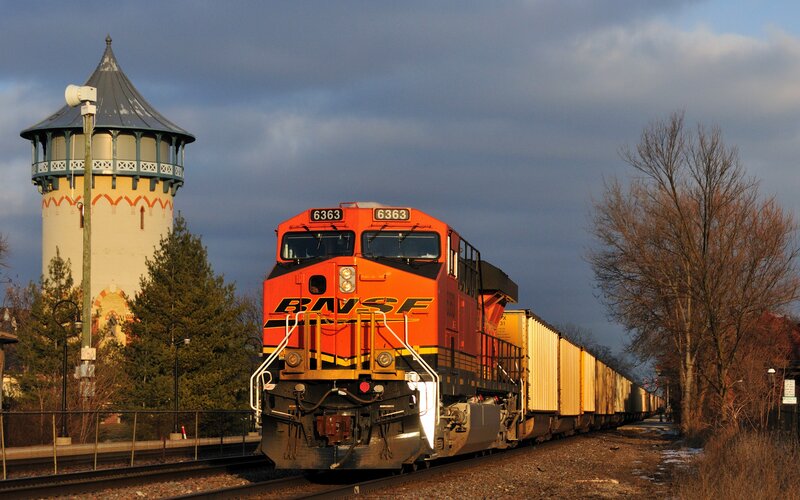 BNSF Freight Train — Orange, Dramatic