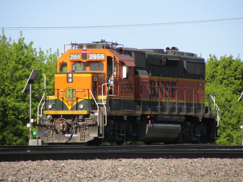 BNWF locomotive on tracks