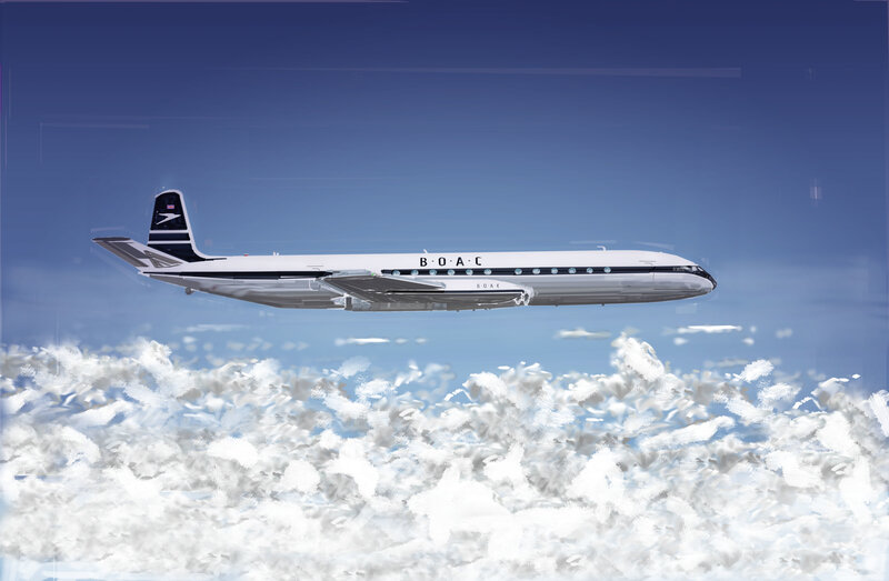 BOAC Airplane in Flight