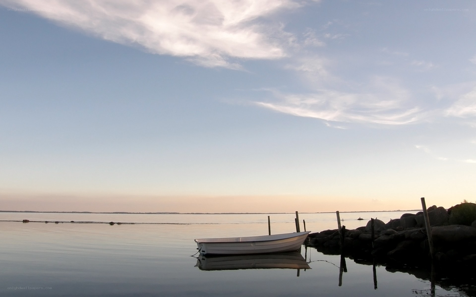 Boat at a calm lakeside