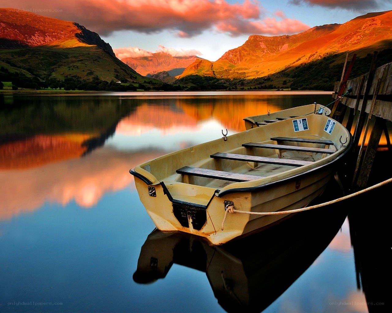 Boat at a lake during sunset