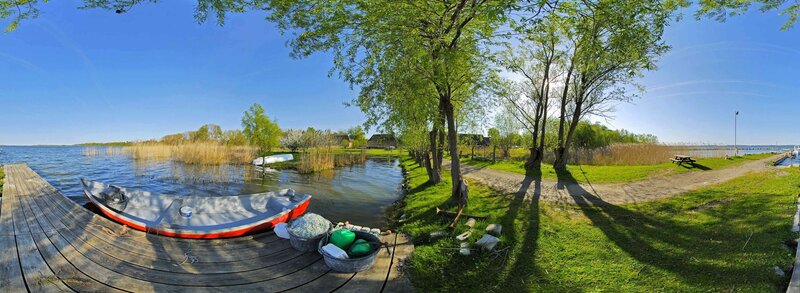 Boat at a lakeside dock