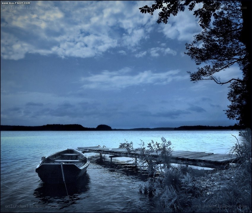 Boat at a lakeside dock