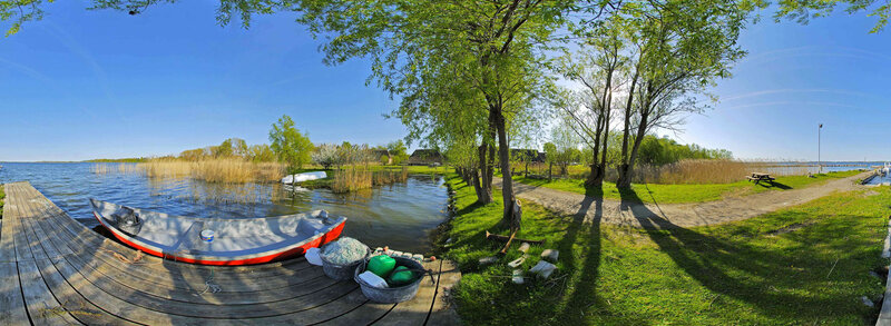 Boat at a lakeside dock