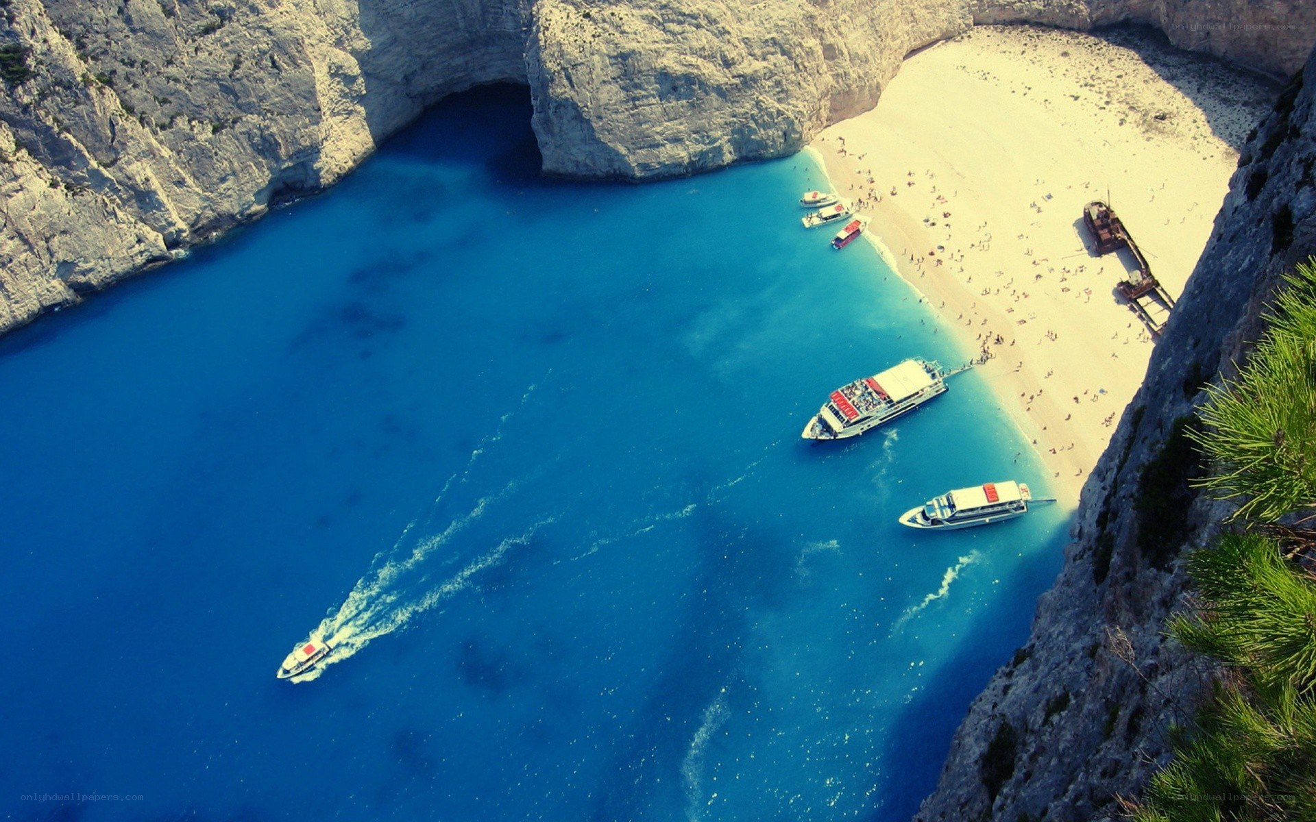 boat at a secluded beach
