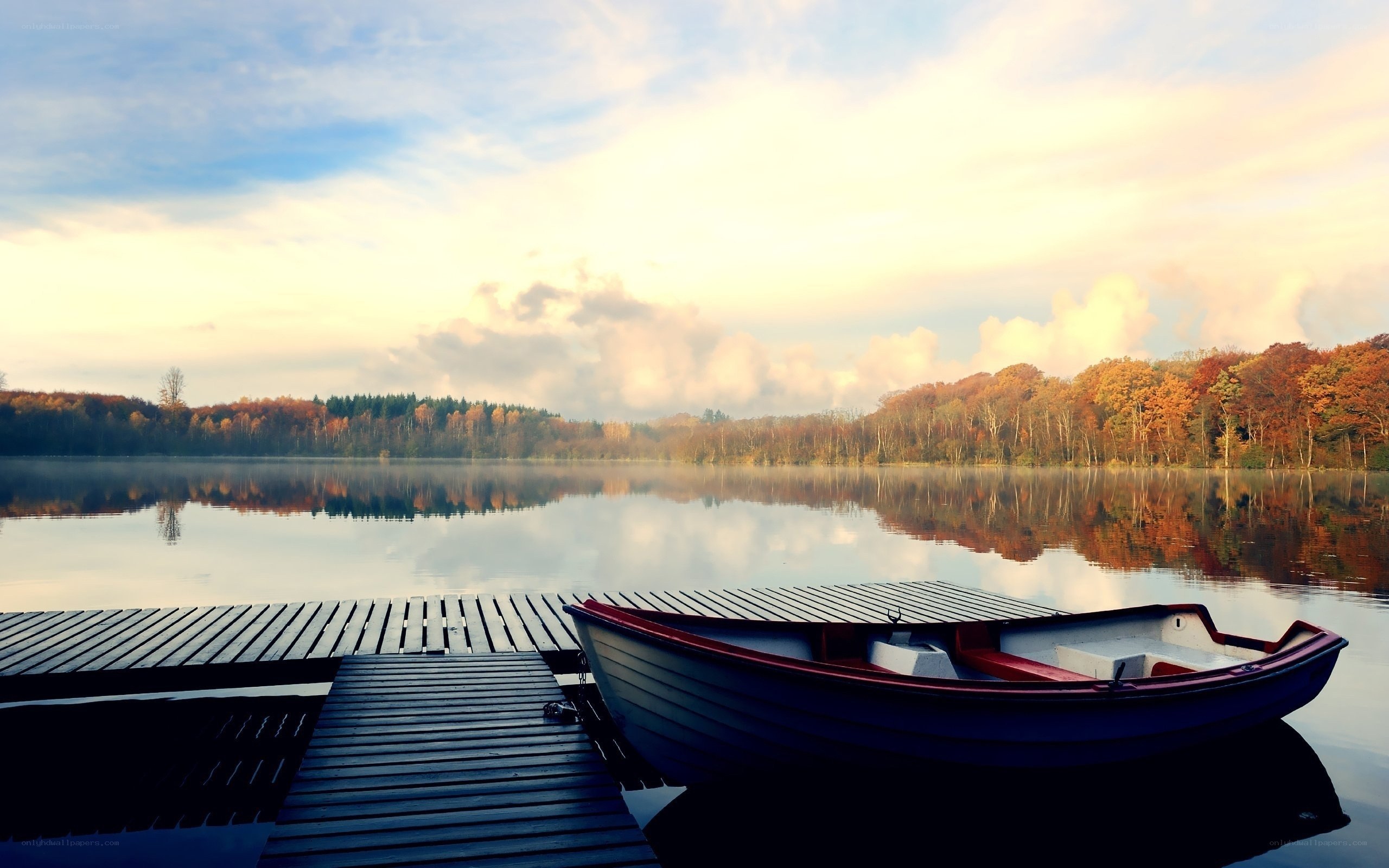 Boat at a serene lakeside
