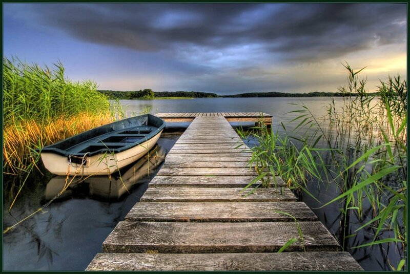 Boat at a wooden dock