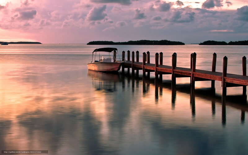 Boat at a Wooden Dock — Pink