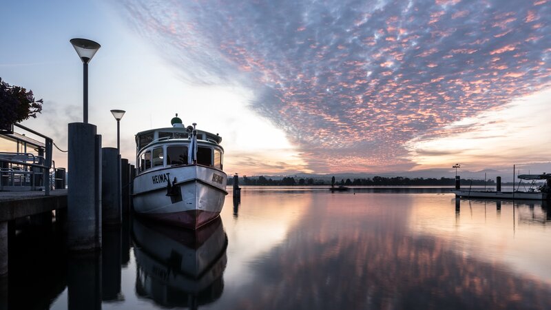 Boat at Dock During Sunset — Pink