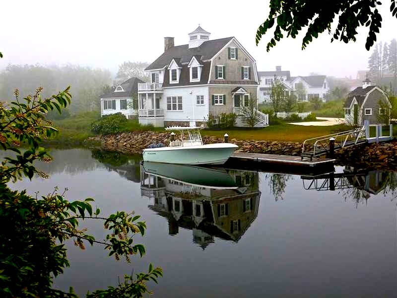 Boat at Dock in Fog