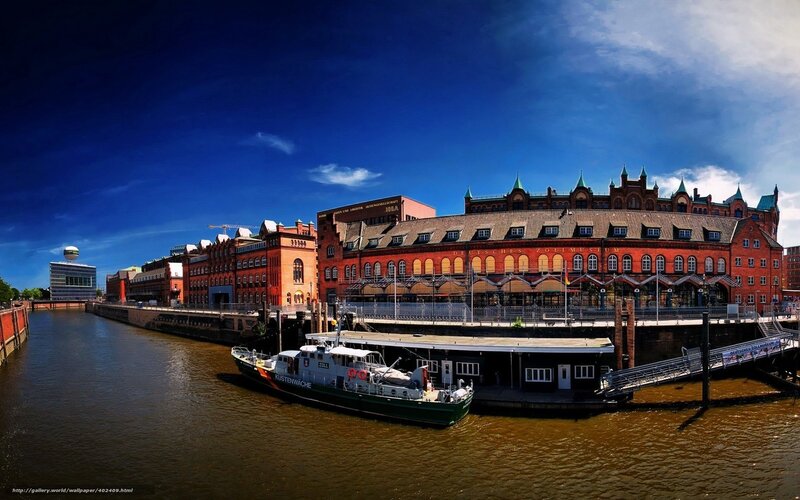 Boat at Harbor with Buildings