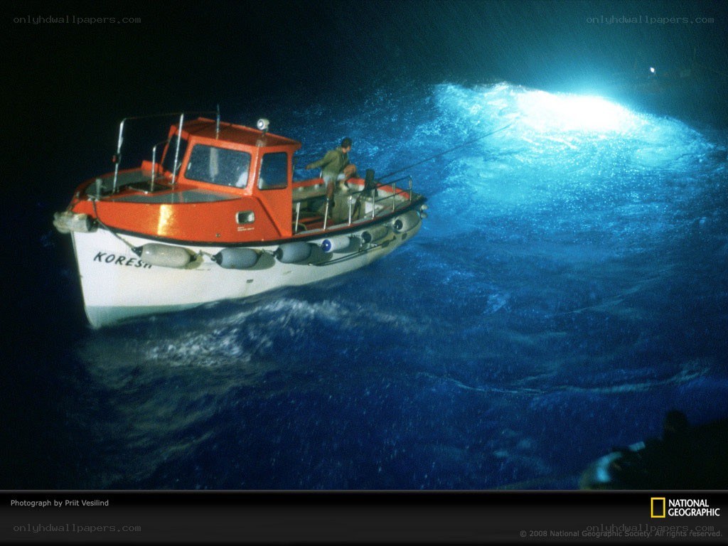 Boat at night on the ocean