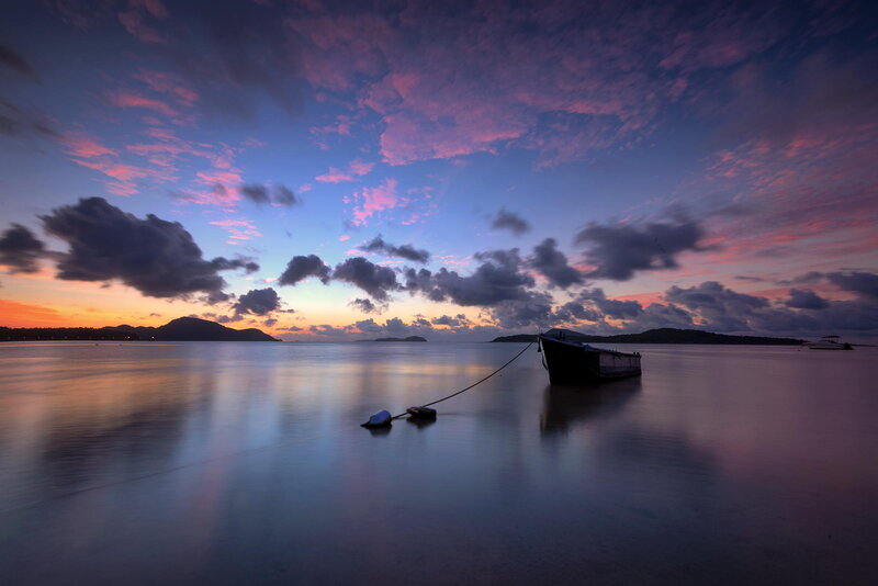 Boat at Sunset — Purple