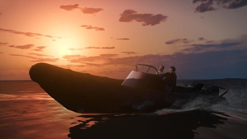 boat at sunset