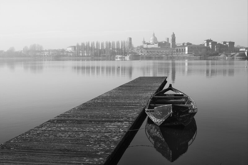 Boat at Wooden Dock — Black