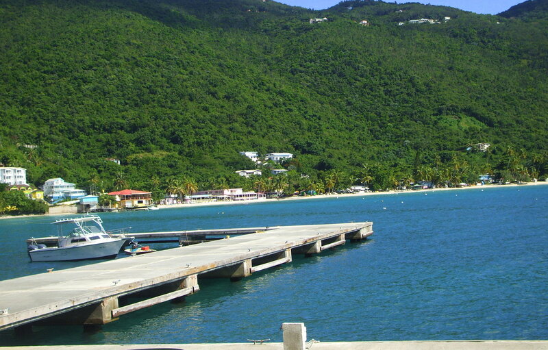 Boat at Wooden Dock — Blue, Serene