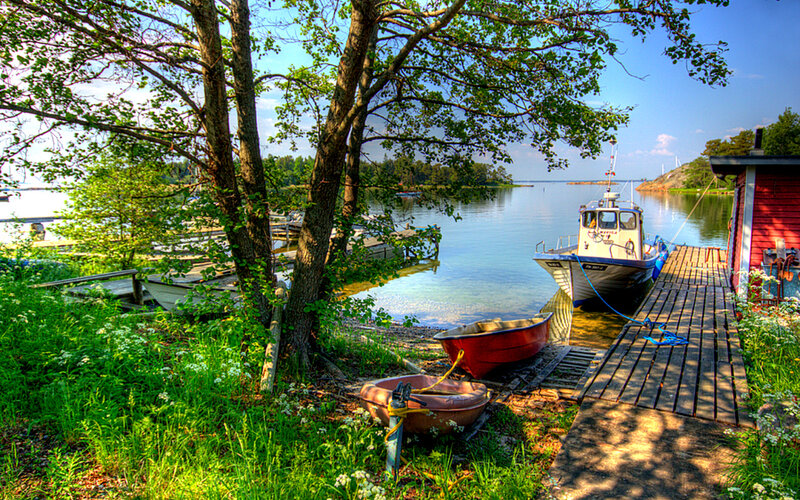 Boat at Wooden Dock