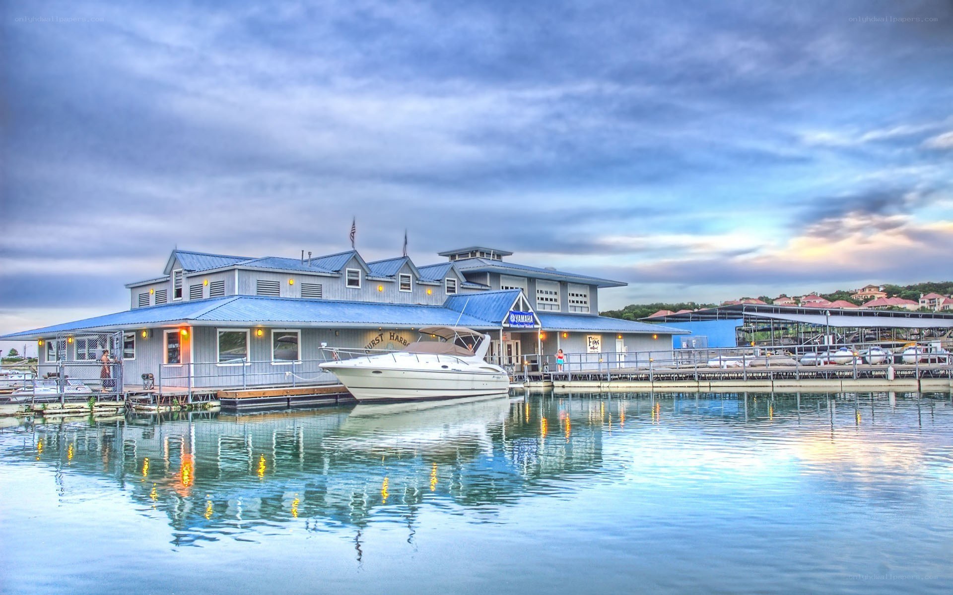 Boat dock at dusk