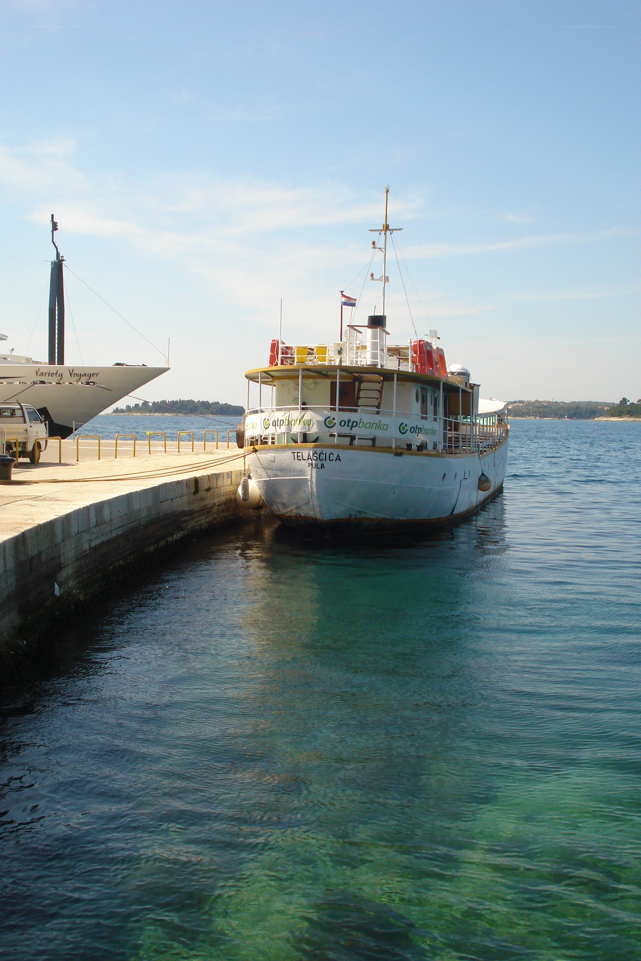 Boat docked at a pier