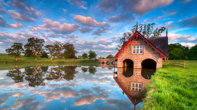 Boat House on a Lake — Blue