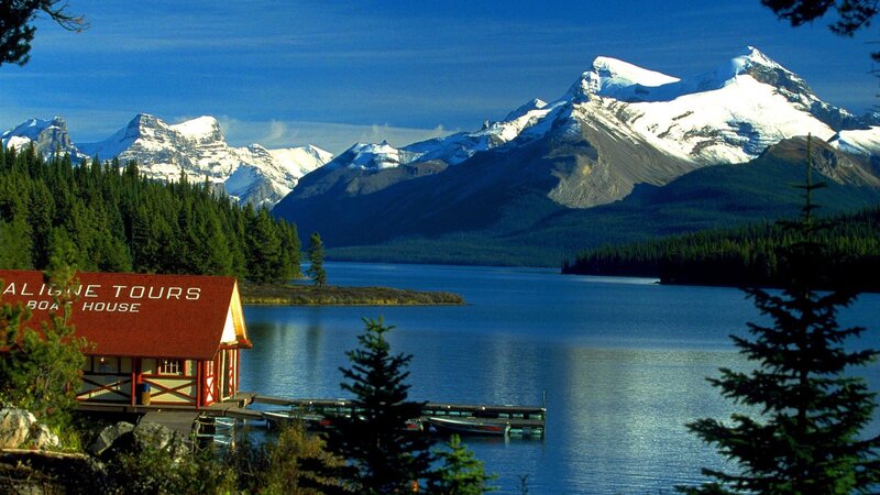 Boat House on Lake — Blue, Serene