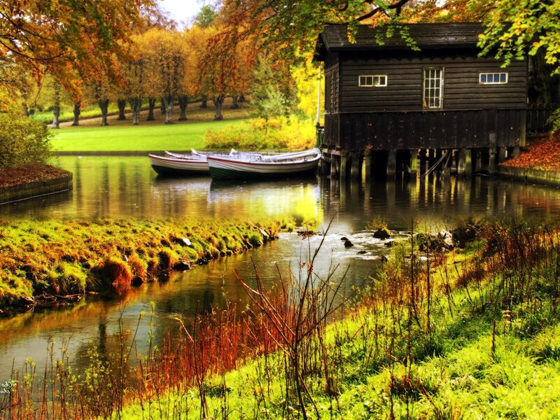 Boat House on River