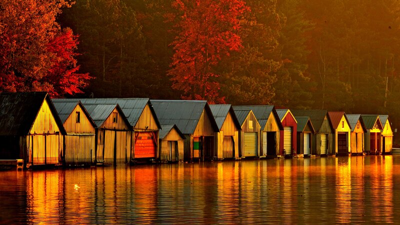 Boat Houses on Water