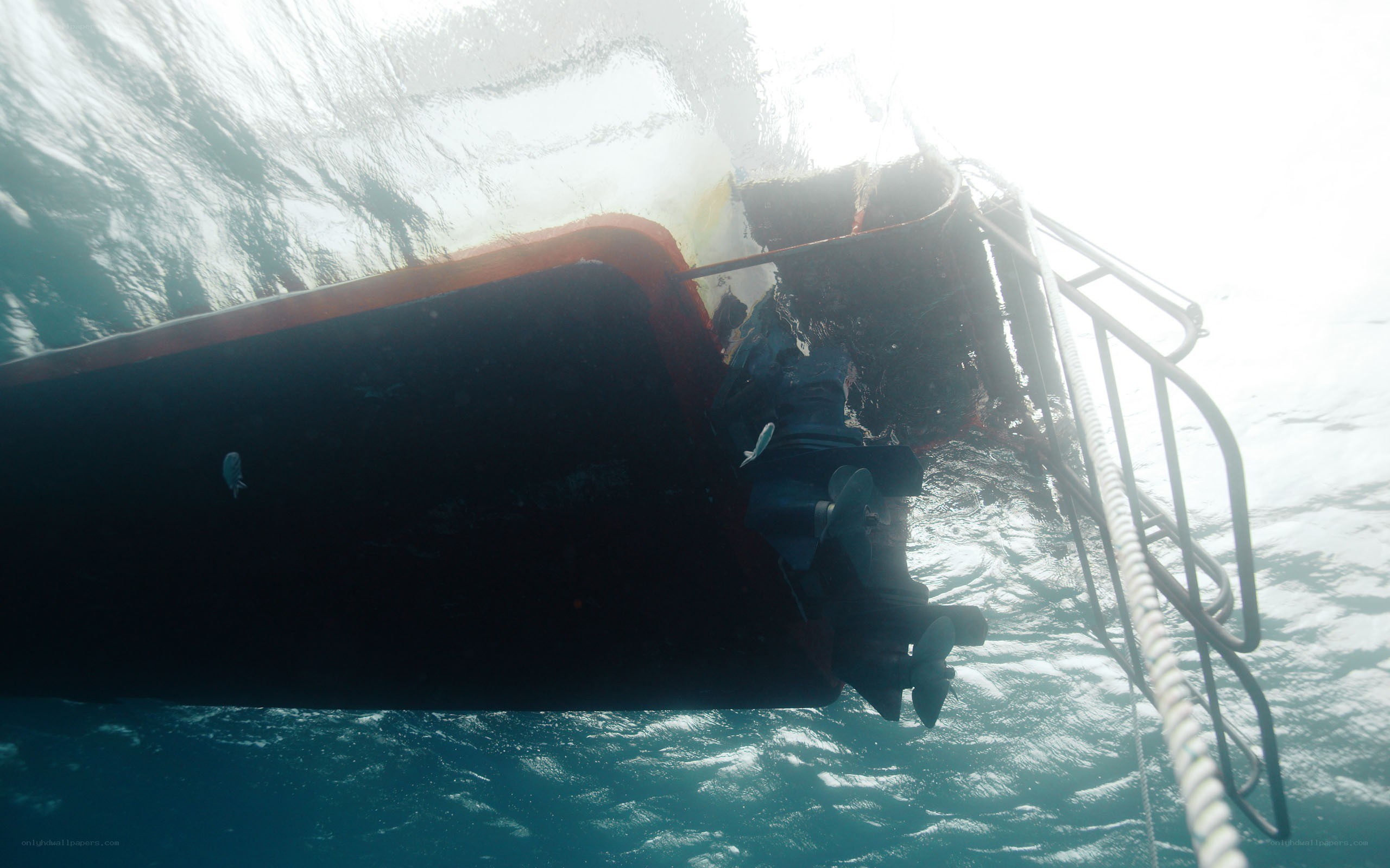 boat hull underwater view