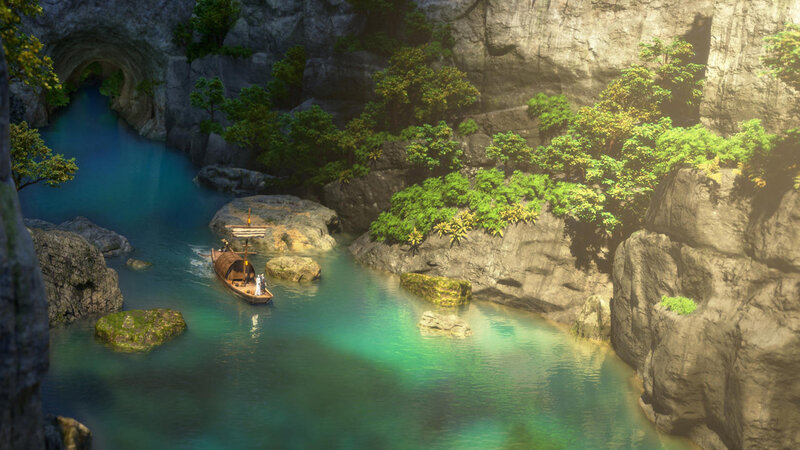 Boat in a Canyon — Green, Serene