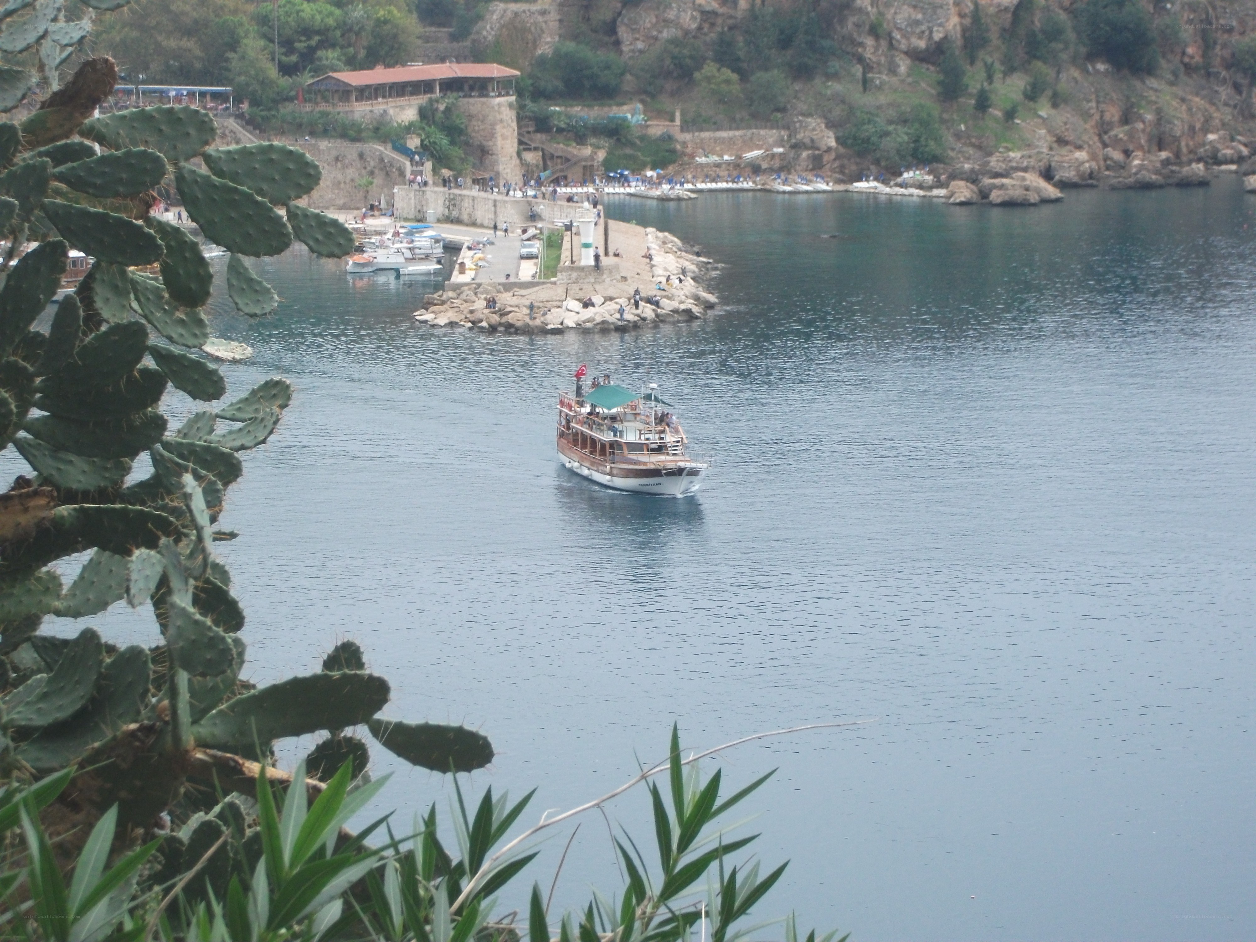 Boat in a coastal harbor