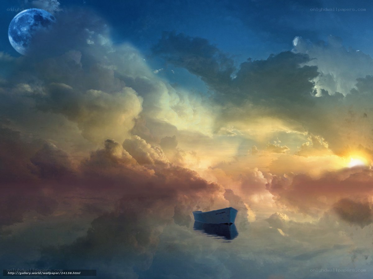 Boat in a dreamy sky