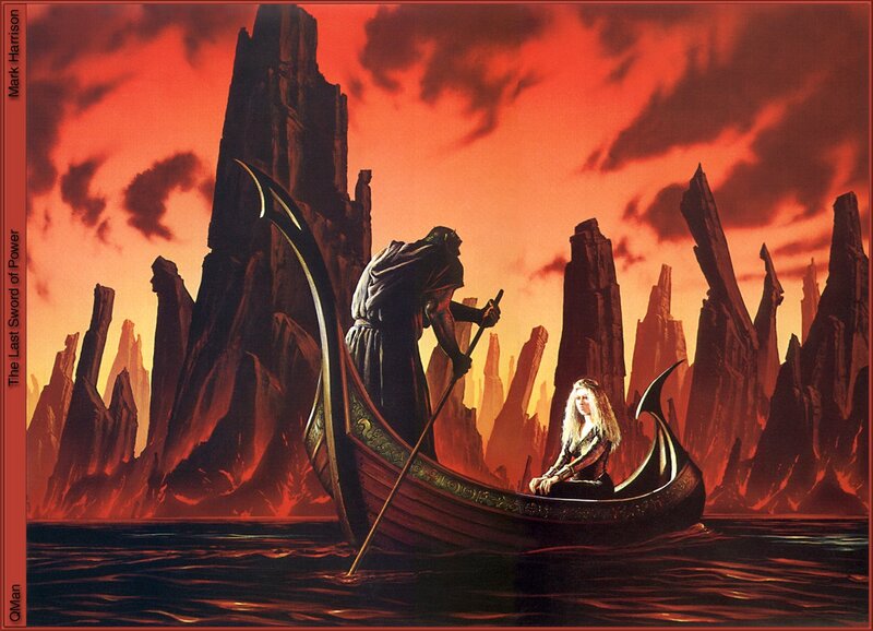 Boat in a fiery landscape