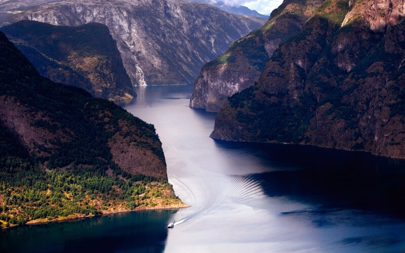 Boat in a Fjord — Blue, Dramatic, Afternoon