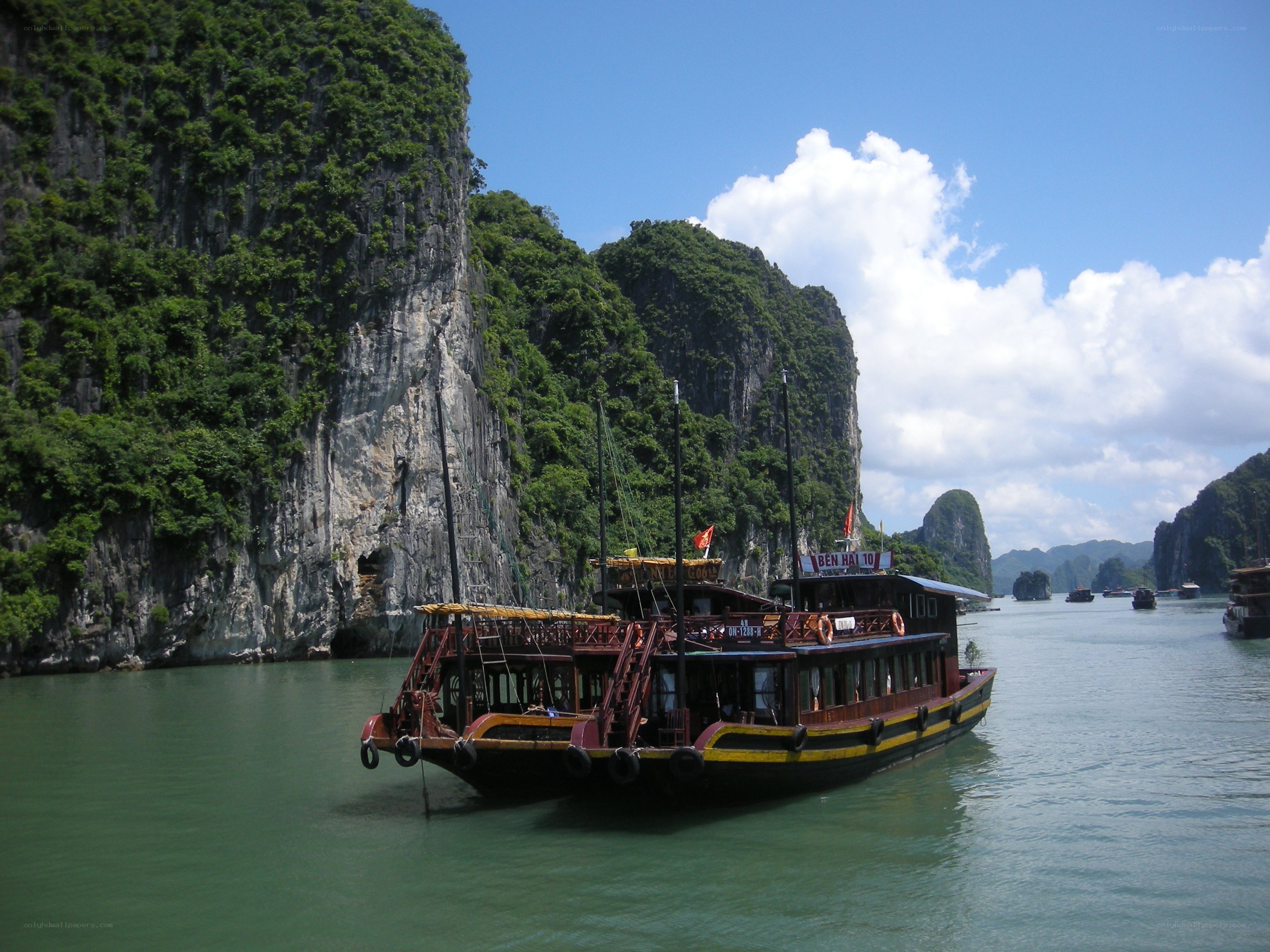 Boat in a scenic bay