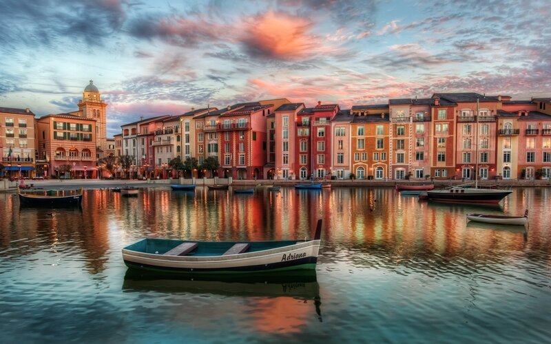 Boat in Canal at Dusk