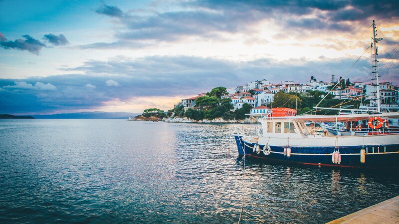 Boat in Coastal Harbor