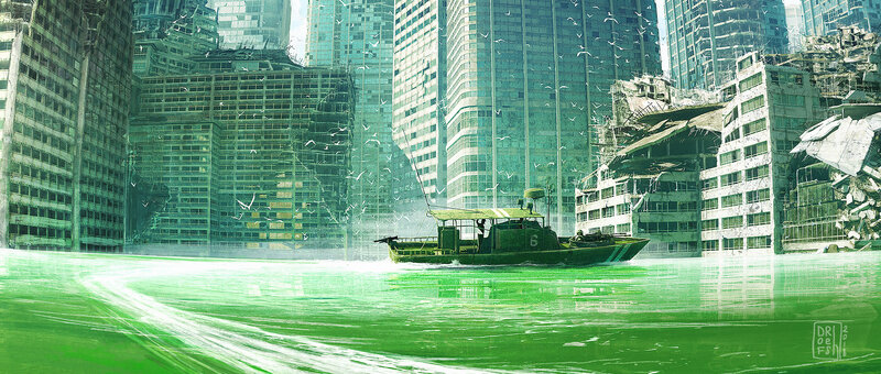 Boat in Flooded City