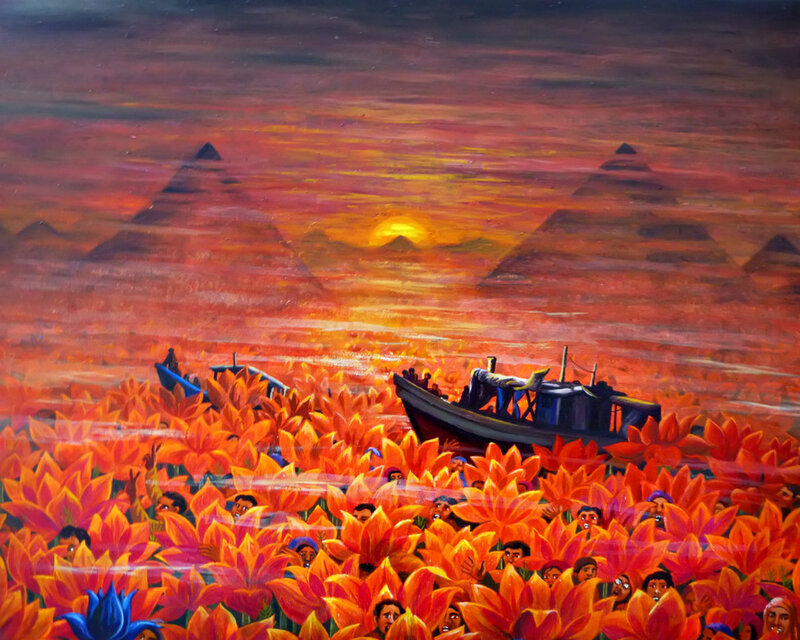 Boat in Flower Field