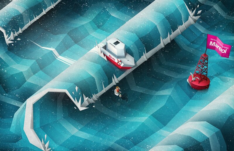 Boat in Icy Water