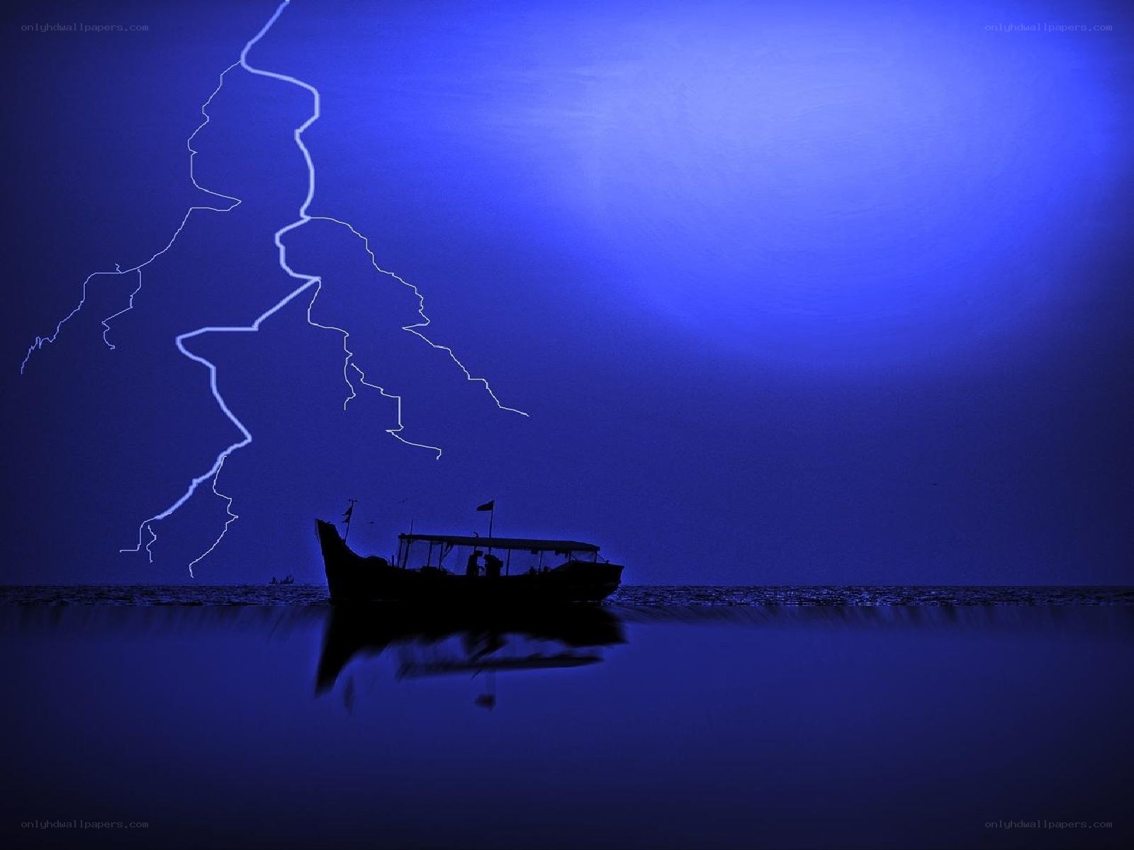 Boat in stormy night