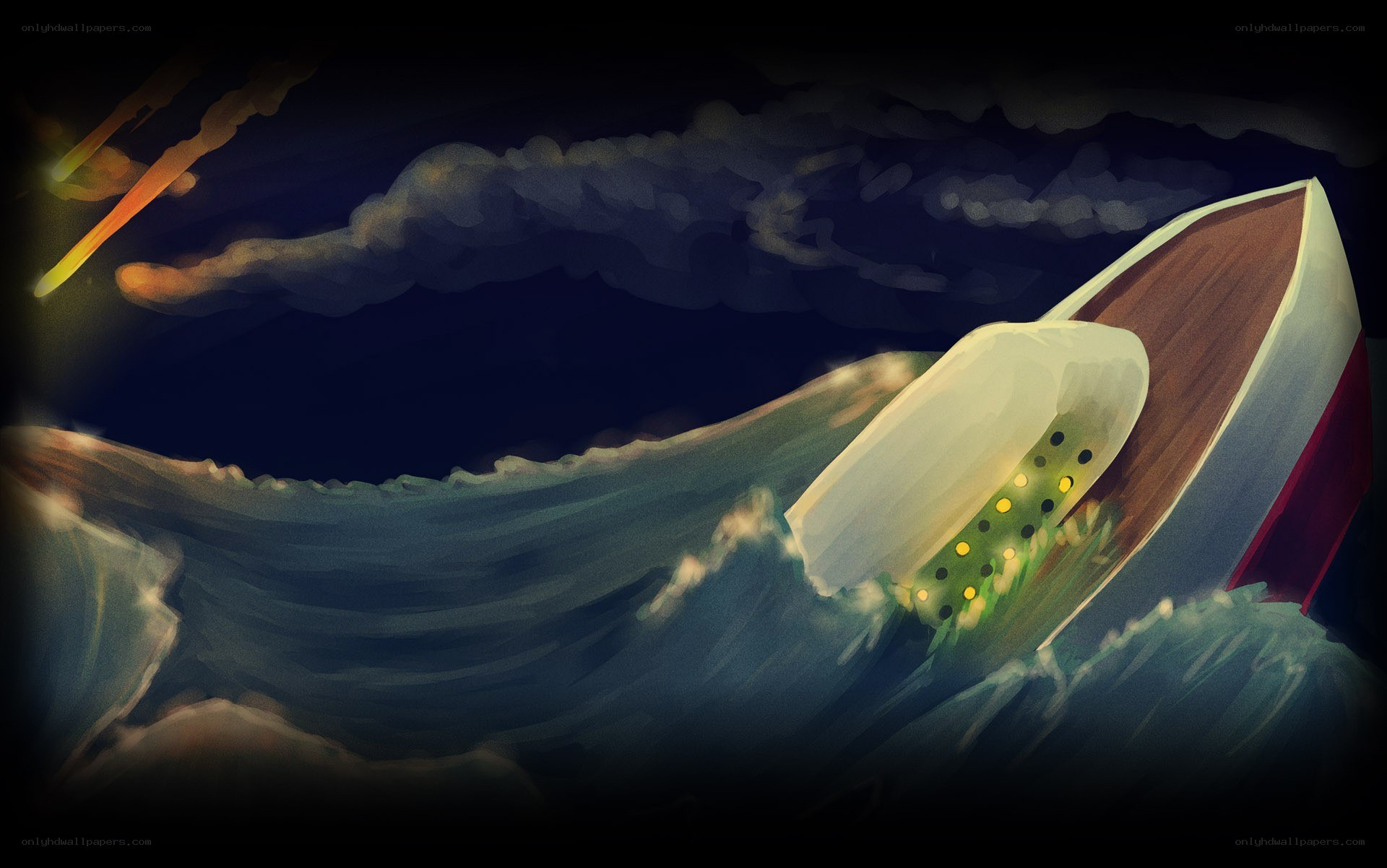 Boat in stormy sea