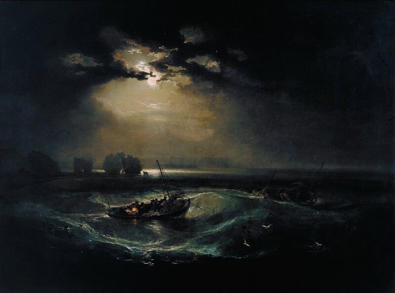 Boat in Stormy Sea — Black