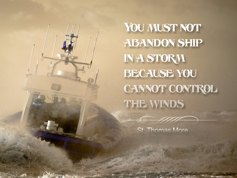 Boat in Stormy Sea — Brown