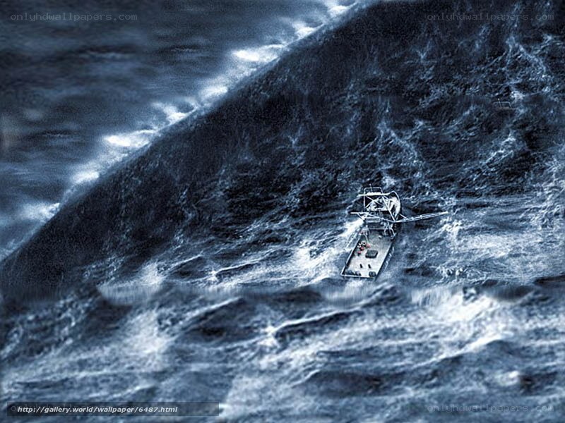 Boat in stormy sea