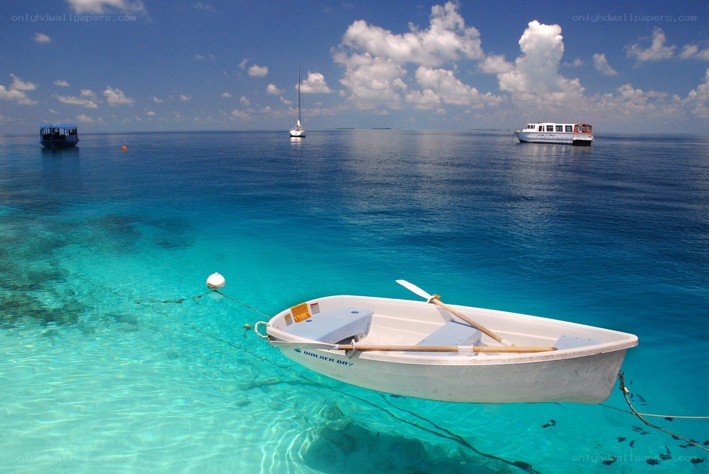 Boat in turquoise water