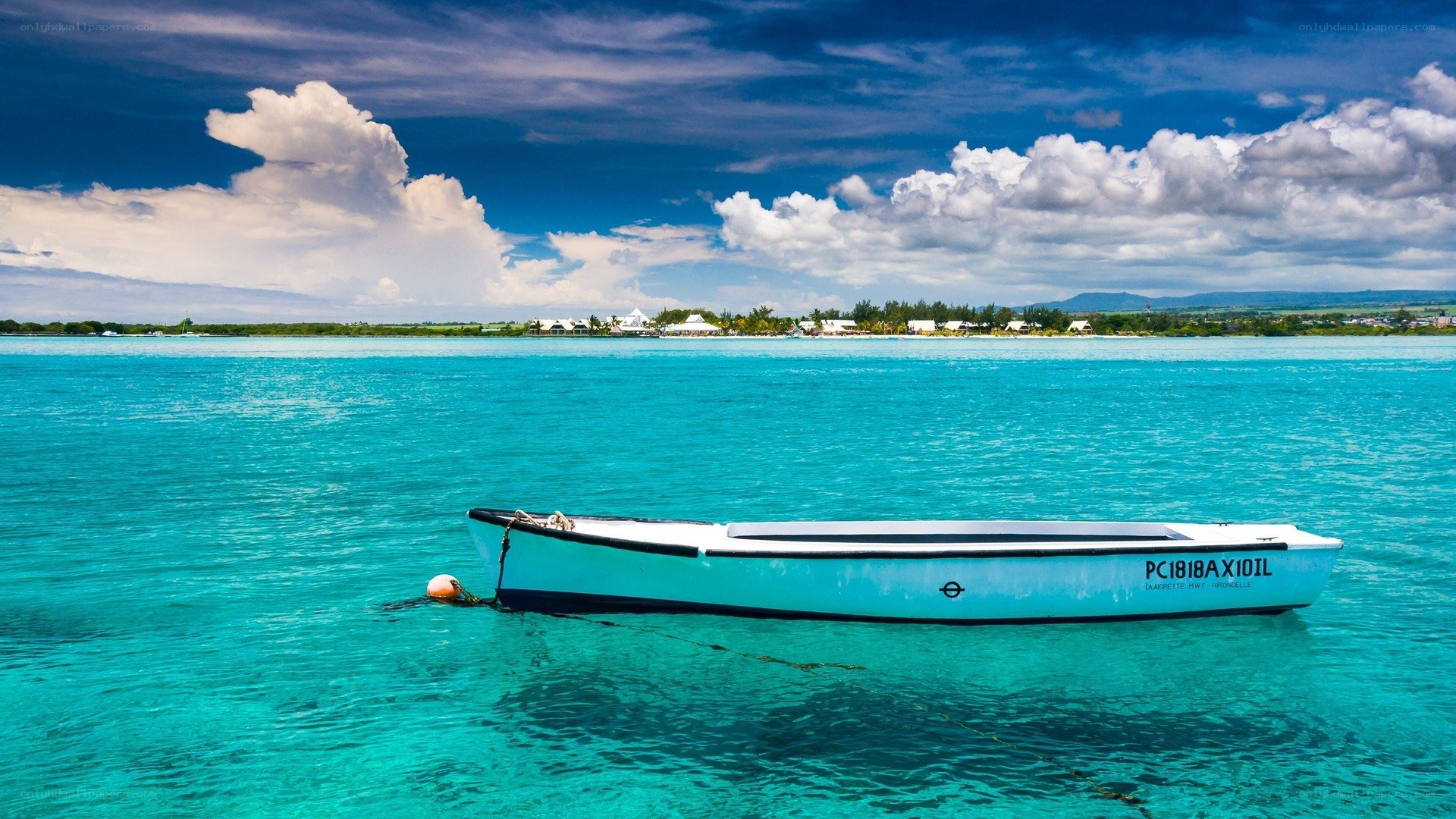 Boat in turquoise water