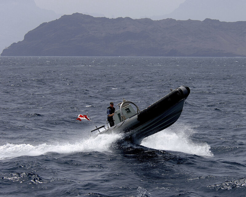 Boat navigating rough seas