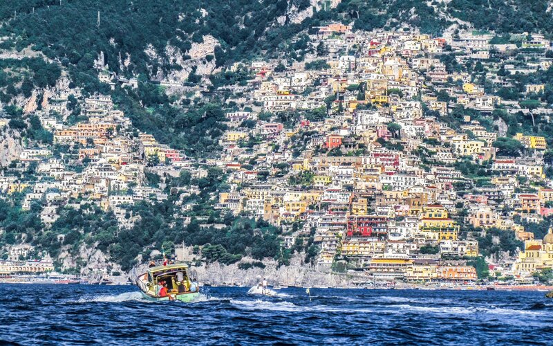 Boat Near Coastal Town