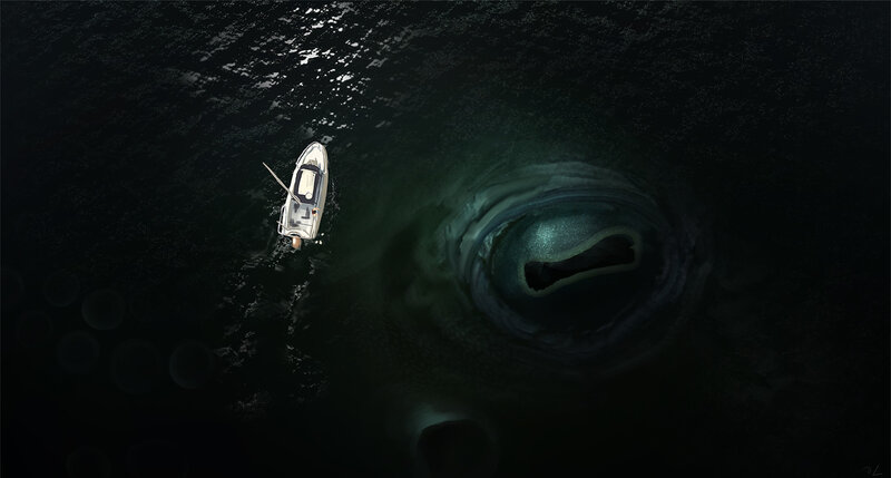 Boat Near Giant Eye — Black